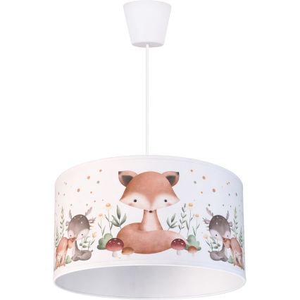 Brilagi - Lustră LED pentru copii cu cablu BOBO 1xE27/60W/230V Ø 35 cm alb/animăluțe