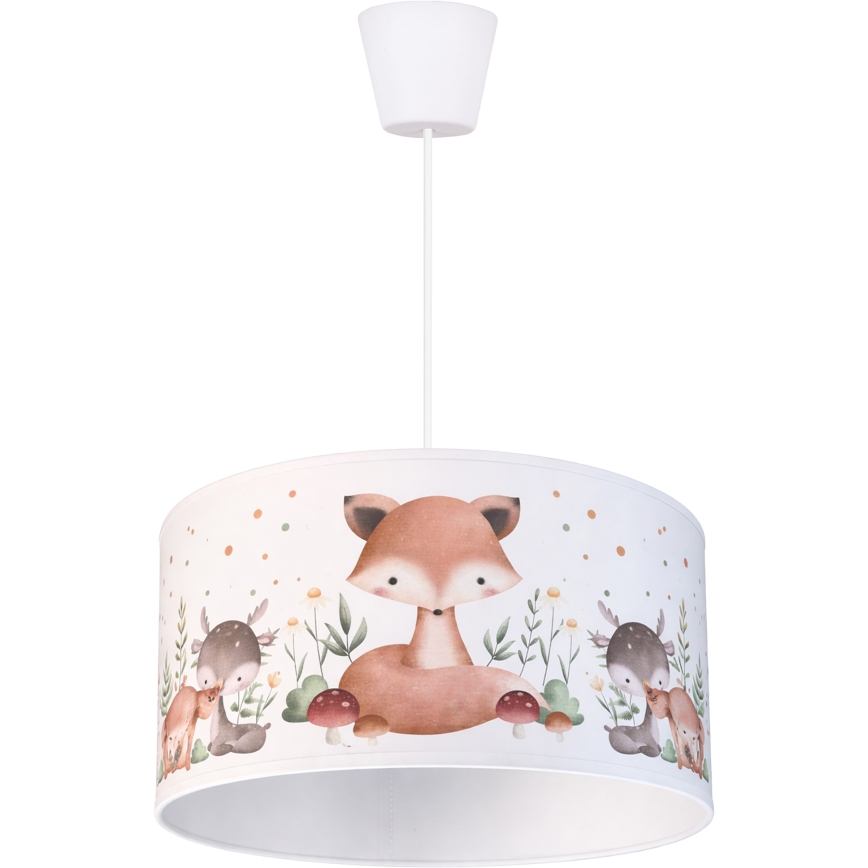 Brilagi - Lustră LED pentru copii cu cablu BOBO 1xE27/60W/230V Ø 35 cm alb/animăluțe