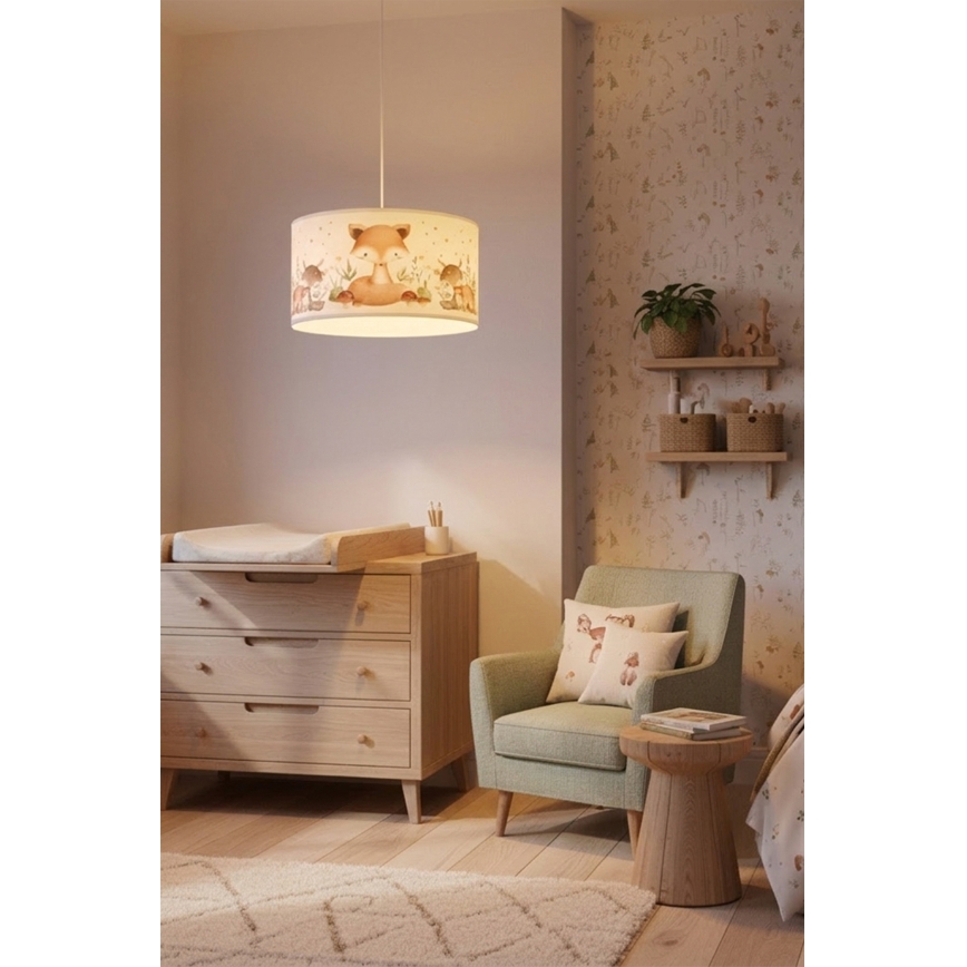 Brilagi - Lustră LED pentru copii cu cablu BOBO 1xE27/60W/230V Ø 35 cm alb/animăluțe