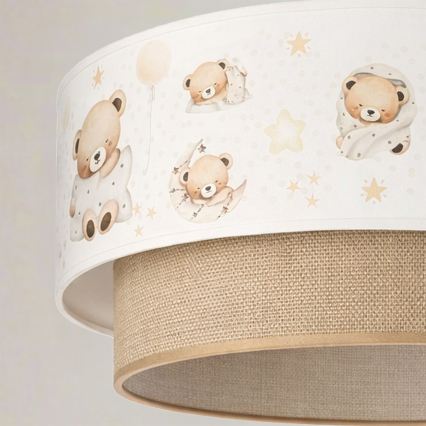Brilagi - Lustră LED pentru copii BOBO, cu cablu, 1xE27/60W/230V, Ø 40 cm, alb/bej/ursuleți