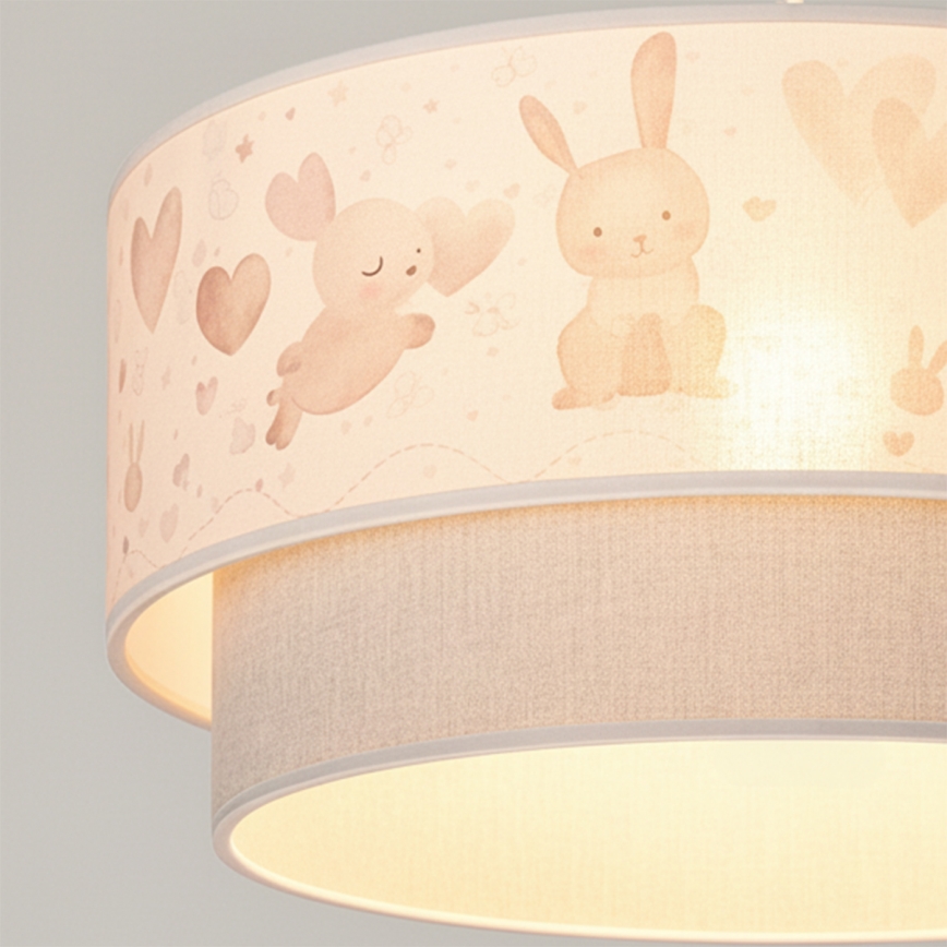 Brilagi - Lustră LED suspendată pentru copii BOBO 1xE27/60W/230V Ø 40 cm crem/gri/iepurași