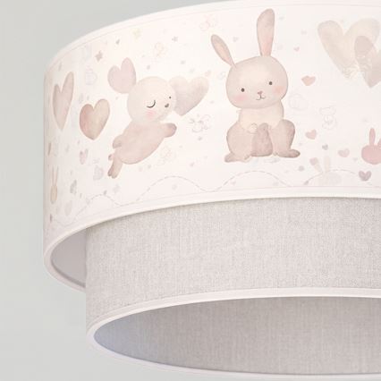 Brilagi - Lustră LED suspendată pentru copii BOBO 1xE27/60W/230V Ø 40 cm crem/gri/iepurași