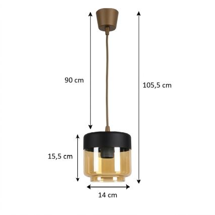Brilagi - Pendul LED pe cablu RETRO GLASS 1xE27/60W/230V Ø 14 cm maro/fumuriu/bej/negru