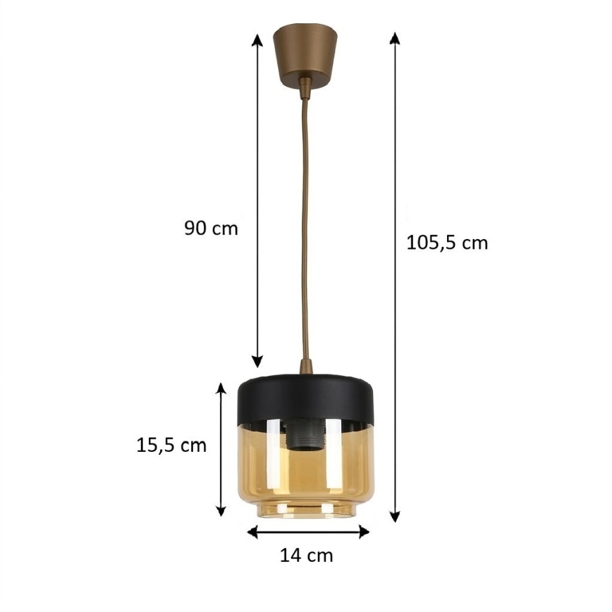Brilagi - Pendul LED pe cablu RETRO GLASS 1xE27/60W/230V Ø 14 cm maro/fumuriu/bej/negru
