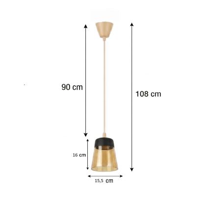 Brilagi - lustra LED suspendată pe cablu RETRO GLASS 1xE27/60W/230V Ø 15,5 cm bej/fumuriu bej/negru