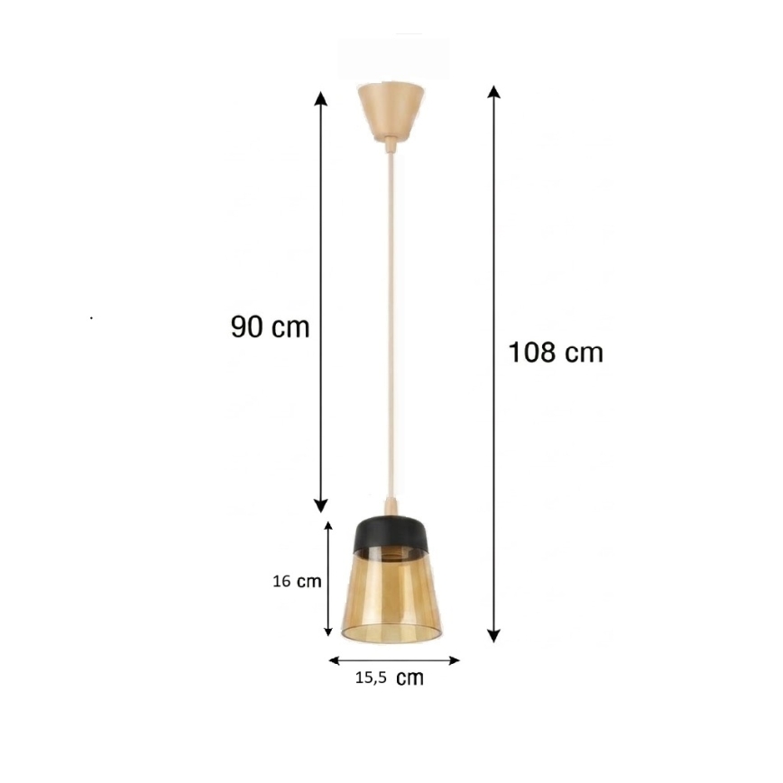 Brilagi - lustra LED suspendată pe cablu RETRO GLASS 1xE27/60W/230V Ø 15,5 cm bej/fumuriu bej/negru