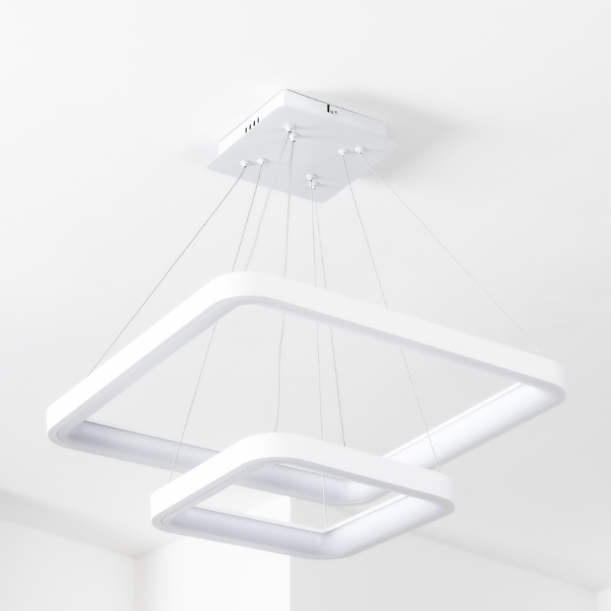 Brilagi - Lustră LED FALCON SLIM dimabilă, suspendată pe cablu, 78W, 230V, 3000-6500K, 50x50 cm, albă + telecomandă