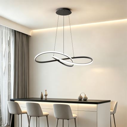 Brilagi - Lustru LED reglabil pe cablu INFINITY LED/80W/230V 3000-6000K 80x80 cm negru + telecomandă