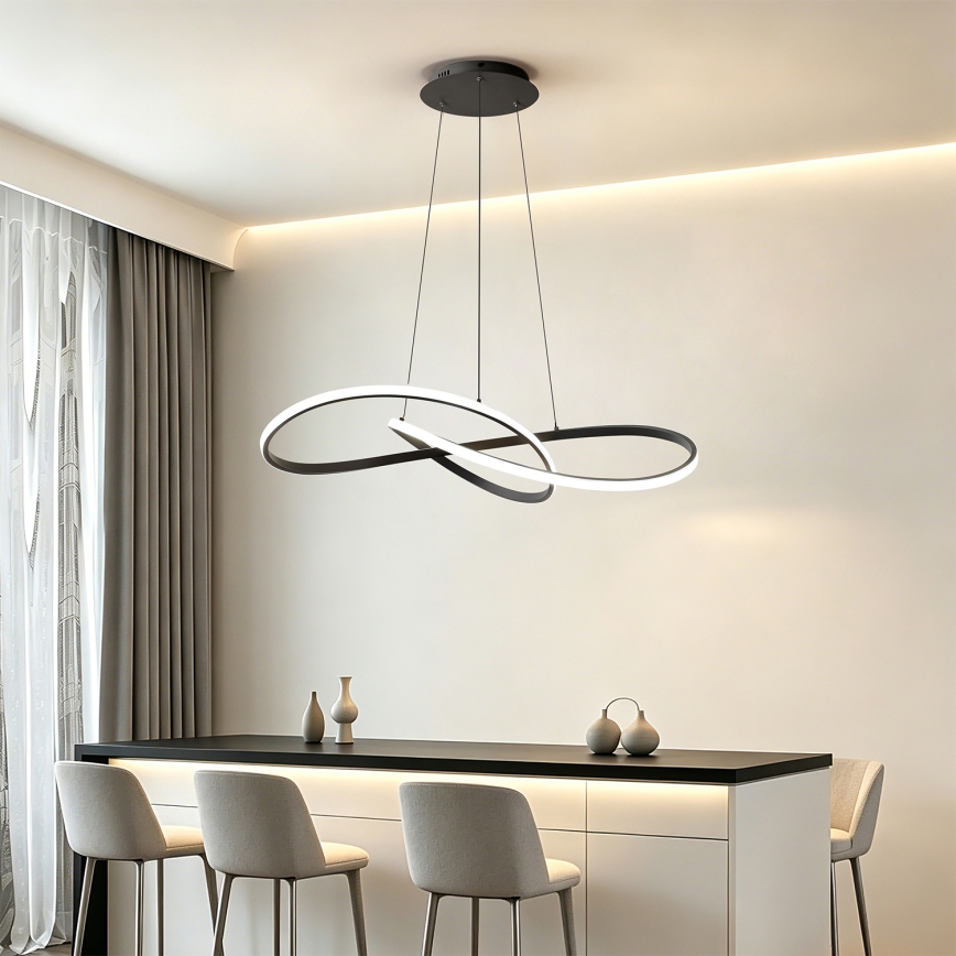 Brilagi - Lustru LED reglabil pe cablu INFINITY LED/80W/230V 3000-6000K 80x80 cm negru + telecomandă