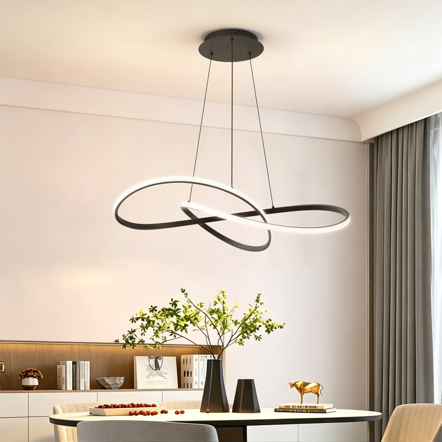 Brilagi - Lustru LED reglabil pe cablu INFINITY LED/80W/230V 3000-6000K 80x80 cm negru + telecomandă