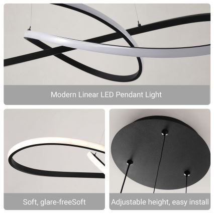Brilagi - Lustru LED reglabil pe cablu INFINITY LED/80W/230V 3000-6000K 80x80 cm negru + telecomandă