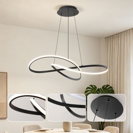 Brilagi - Lustru LED reglabil pe cablu INFINITY LED/80W/230V 3000-6000K 80x80 cm negru + telecomandă