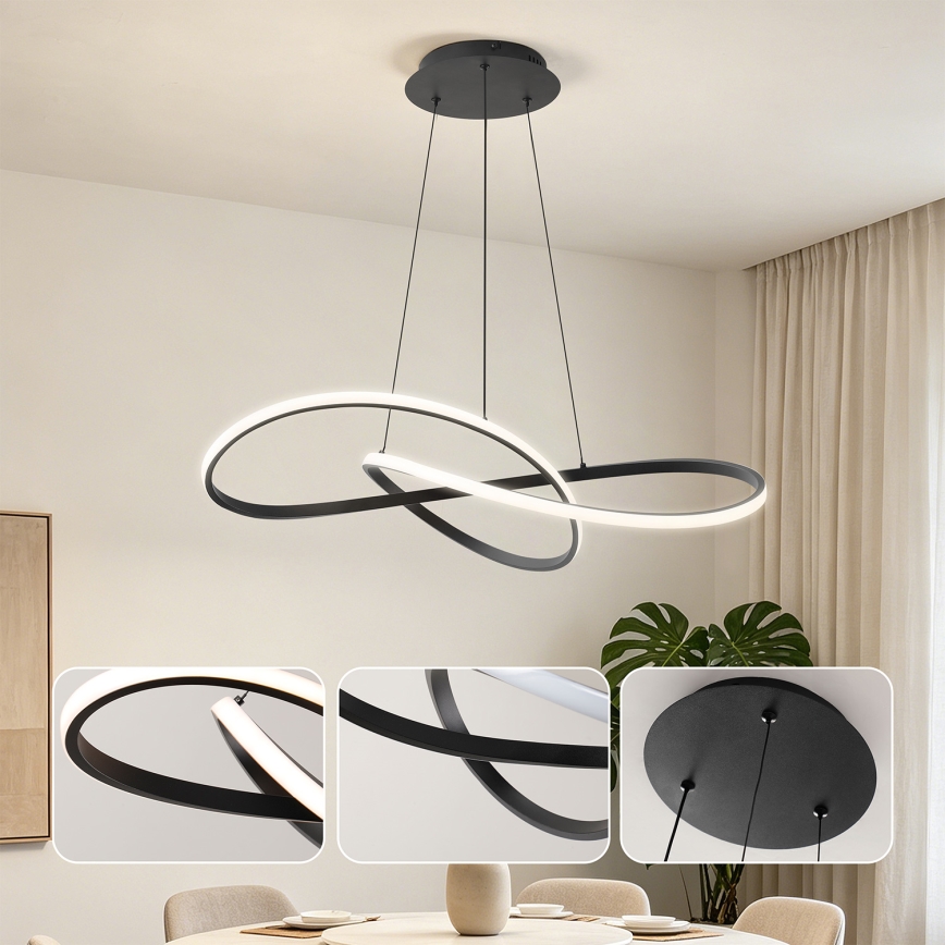 Brilagi - Lustru LED reglabil pe cablu INFINITY LED/80W/230V 3000-6000K 80x80 cm negru + telecomandă