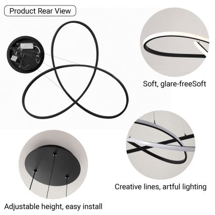 Brilagi - Lustru LED reglabil pe cablu INFINITY LED/80W/230V 3000-6000K 80x80 cm negru + telecomandă