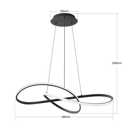 Brilagi - Lustru LED reglabil pe cablu INFINITY LED/80W/230V 3000-6000K 80x80 cm negru + telecomandă