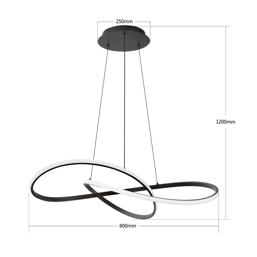 Brilagi - Lustru LED reglabil pe cablu INFINITY LED/80W/230V 3000-6000K 80x80 cm negru + telecomandă