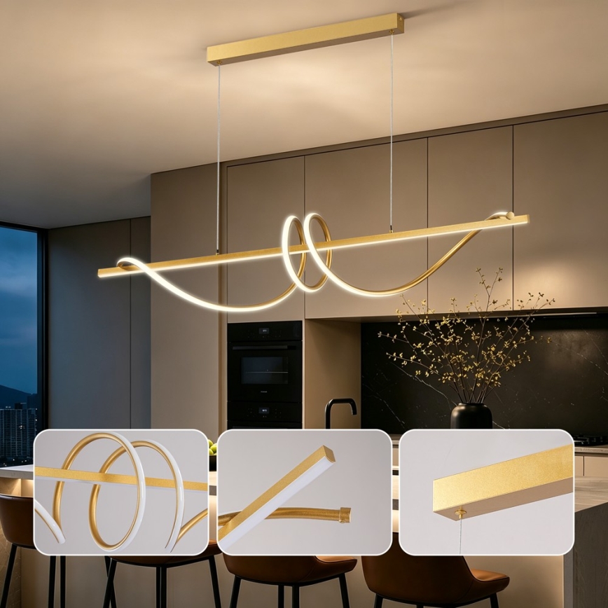 BRILAGI - LED Candelabru reglabil suspendat pe cablu SIGNATURE LED/50W/230V 3000-6000K 120 cm auriu + cu telecomandă