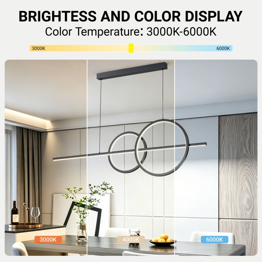 BRILAGI - Lustru LED reglabil suspendat pe cablu SIGNATURE LED/53W/230V 3000-600K 120 cm negru + telecomandă