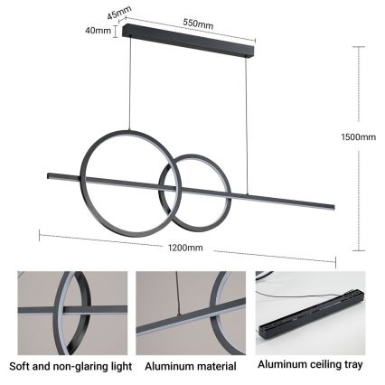 BRILAGI - Lustru LED reglabil suspendat pe cablu SIGNATURE LED/53W/230V 3000-600K 120 cm negru + telecomandă
