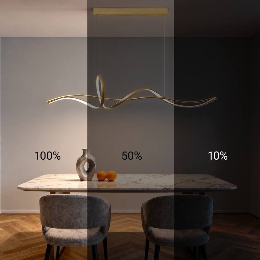 Brilagi - Lustru LED reglabil suspendat pe cablu SIGNATURE LED/55W/230V 3000-6000K 120x23 cm auriu + telecomandă
