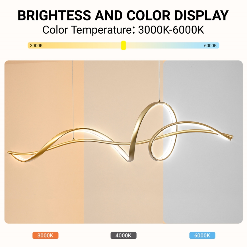 Brilagi - Lustru LED reglabil suspendat pe cablu SIGNATURE LED/55W/230V 3000-6000K 120x23 cm auriu + telecomandă