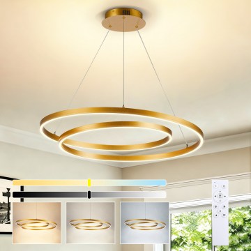 BRILAGI - Lustra LED reglabilă pe cablu TWISTER LED/75W/230V 3000-6000K Ø 70 cm aurie + telecomandă