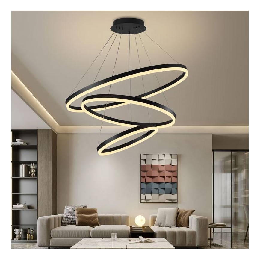 Brilagi - Lustră LED CIRCLE dimabilă pe cablu, LED/125W/230V, 3000-6500K, Ø 80 cm, negru + telecomandă inclusă