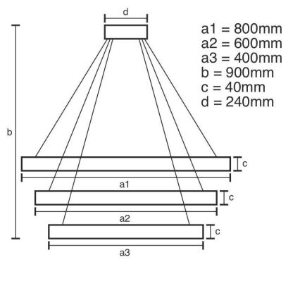 Brilagi - Lustră LED CIRCLE dimabilă pe cablu, LED/125W/230V, 3000-6500K, Ø 80 cm, negru + telecomandă inclusă