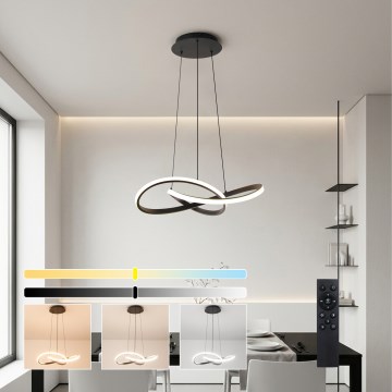 Brilagi - Lustra LED reglabilă suspendată pe cablu INFINITY LED/55W/230V 3000-6000K 50x50 cm neagră + telecomandă