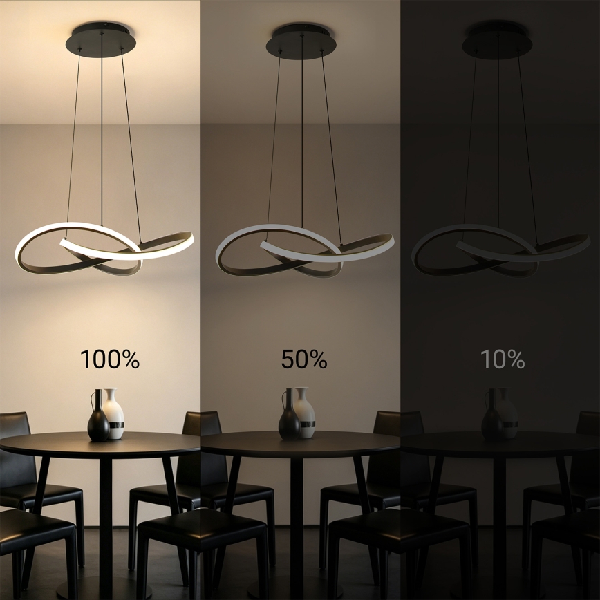 Brilagi - Lustra LED reglabilă suspendată pe cablu INFINITY LED/55W/230V 3000-6000K 50x50 cm neagră + telecomandă