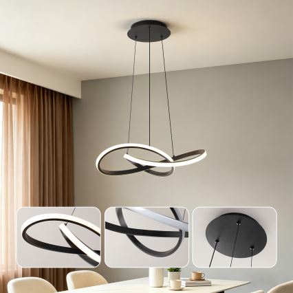 Brilagi - Lustra LED reglabilă suspendată pe cablu INFINITY LED/55W/230V 3000-6000K 50x50 cm neagră + telecomandă
