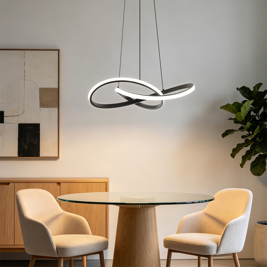 Brilagi - Lustra LED reglabilă suspendată pe cablu INFINITY LED/55W/230V 3000-6000K 50x50 cm neagră + telecomandă