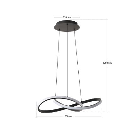 Brilagi - Lustra LED reglabilă suspendată pe cablu INFINITY LED/55W/230V 3000-6000K 50x50 cm neagră + telecomandă