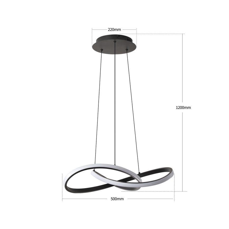 Brilagi - Lustra LED reglabilă suspendată pe cablu INFINITY LED/55W/230V 3000-6000K 50x50 cm neagră + telecomandă