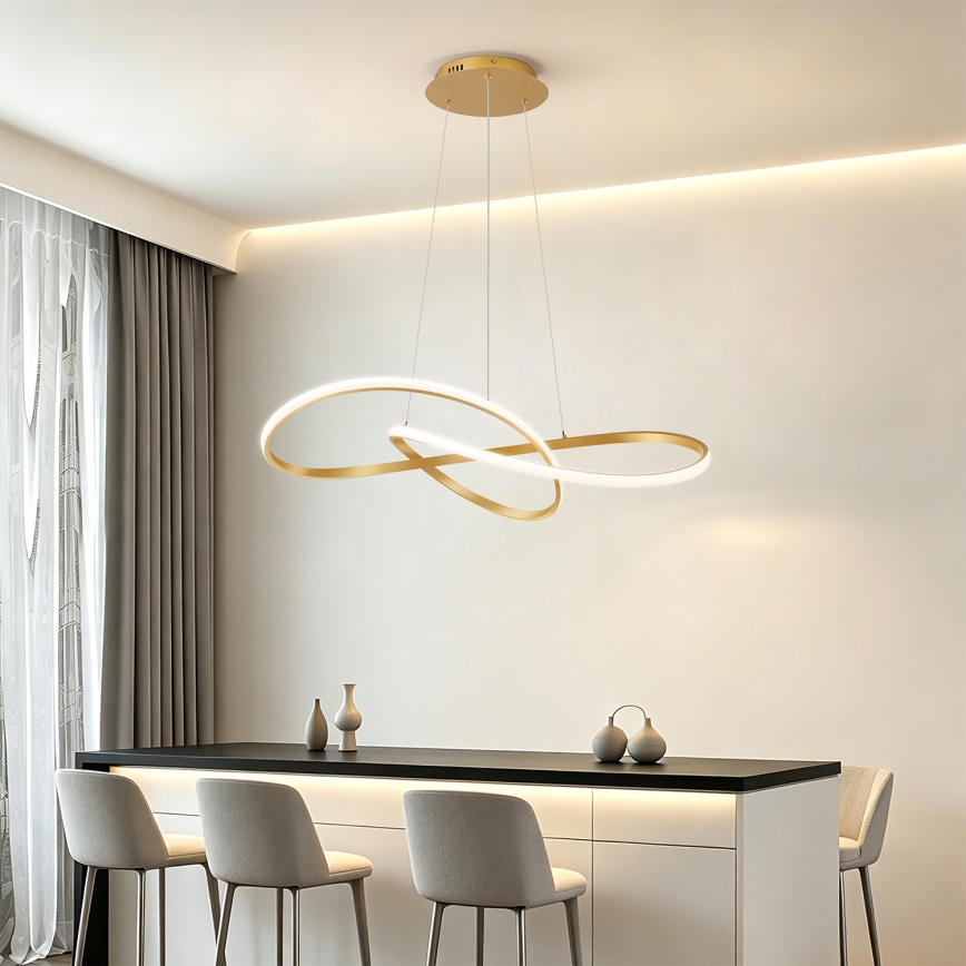 Brilagi - Lustru LED reglabil suspendat pe cablu INFINITY LED/80W/230V 3000-6000K 80x80 cm auriu + cu telecomandă