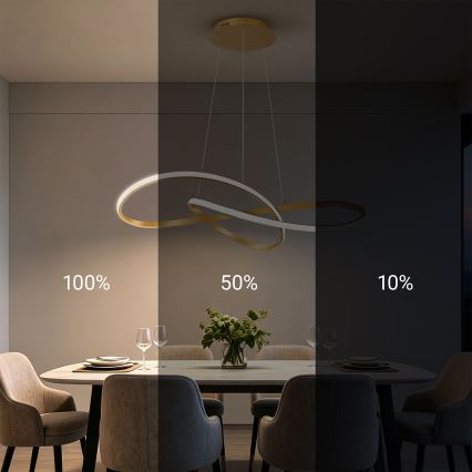 Brilagi - Lustru LED reglabil suspendat pe cablu INFINITY LED/80W/230V 3000-6000K 80x80 cm auriu + cu telecomandă