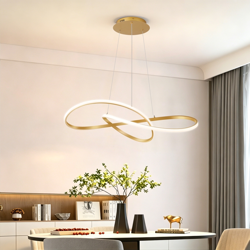 Brilagi - Lustru LED reglabil suspendat pe cablu INFINITY LED/80W/230V 3000-6000K 80x80 cm auriu + cu telecomandă