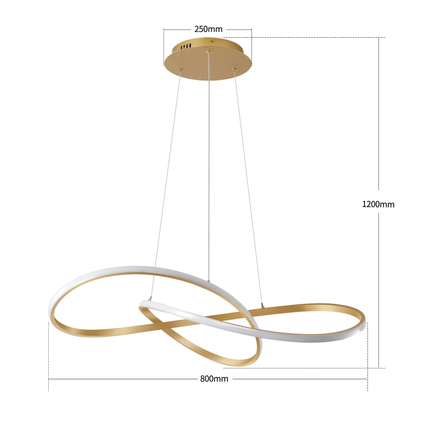 Brilagi - Lustru LED reglabil suspendat pe cablu INFINITY LED/80W/230V 3000-6000K 80x80 cm auriu + cu telecomandă