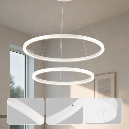Brilagi - Lustra LED dimabilă suspendată pe cablu PORTOFINO LED/98W/230V 3000-6000K Ø 80 cm albă + telecomandă