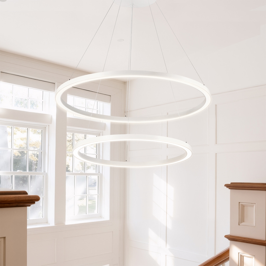 Brilagi - Lustra LED dimabilă suspendată pe cablu PORTOFINO LED/98W/230V 3000-6000K Ø 80 cm albă + telecomandă
