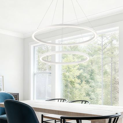 Brilagi - Lustra LED dimabilă suspendată pe cablu PORTOFINO LED/98W/230V 3000-6000K Ø 80 cm albă + telecomandă