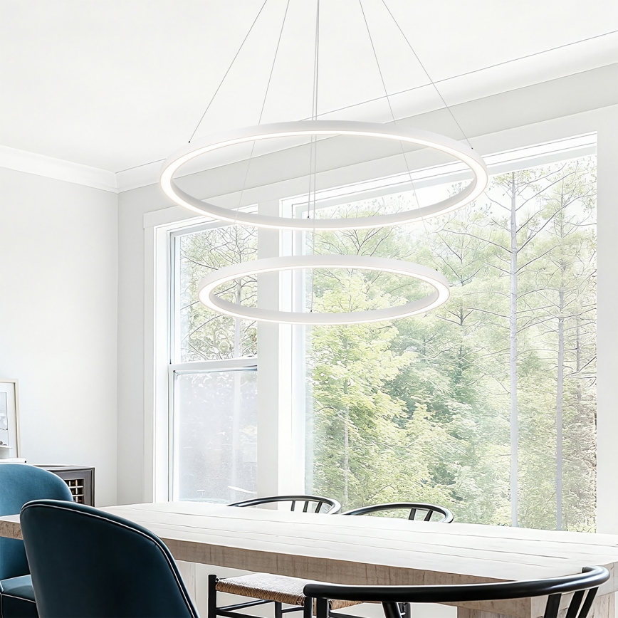 Brilagi - Lustra LED dimabilă suspendată pe cablu PORTOFINO LED/98W/230V 3000-6000K Ø 80 cm albă + telecomandă