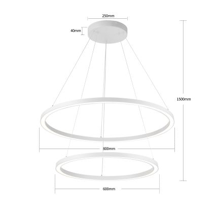 Brilagi - Lustra LED dimabilă suspendată pe cablu PORTOFINO LED/98W/230V 3000-6000K Ø 80 cm albă + telecomandă