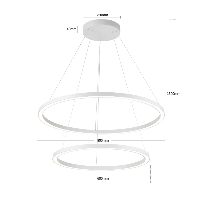 Brilagi - Lustra LED dimabilă suspendată pe cablu PORTOFINO LED/98W/230V 3000-6000K Ø 80 cm albă + telecomandă