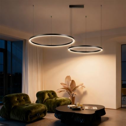 Brilagi - Lustra LED dimabilă cu suspensie pe cablu PORTOFINO LED/98W/230V 3000-6000K neagră + telecomandă