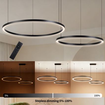 Brilagi - Lustra LED dimabilă cu suspensie pe cablu PORTOFINO LED/98W/230V 3000-6000K neagră + telecomandă