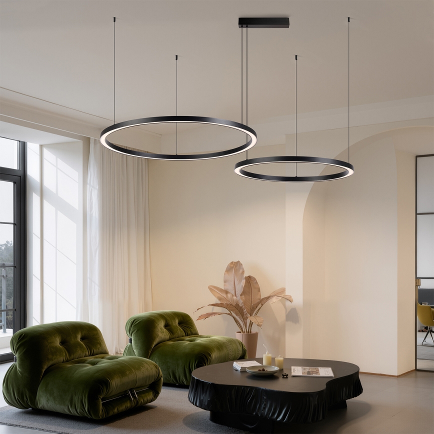 Brilagi - Lustra LED dimabilă cu suspensie pe cablu PORTOFINO LED/98W/230V 3000-6000K neagră + telecomandă