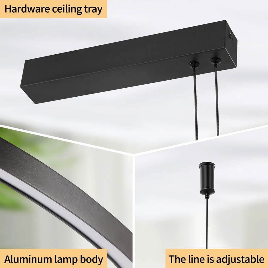 Brilagi - Lustra LED dimabilă cu suspensie pe cablu PORTOFINO LED/98W/230V 3000-6000K neagră + telecomandă
