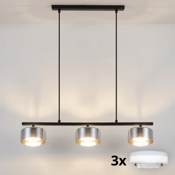 Brilagi - Lustra LED RGB+CCT dimabilă suspendată pe cablu AURA LUX 3xGX53/14W/230V 2700-6500K Wi-Fi Tuya negru/fumuriu