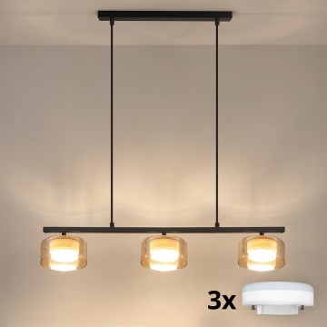 Brilagi - Lustră LED RGB+CCT dimmabilă suspendată pe cablu AURA LUX 3xGX53/14W/230V 2700-6500K Wi-Fi Tuya negru/auriu